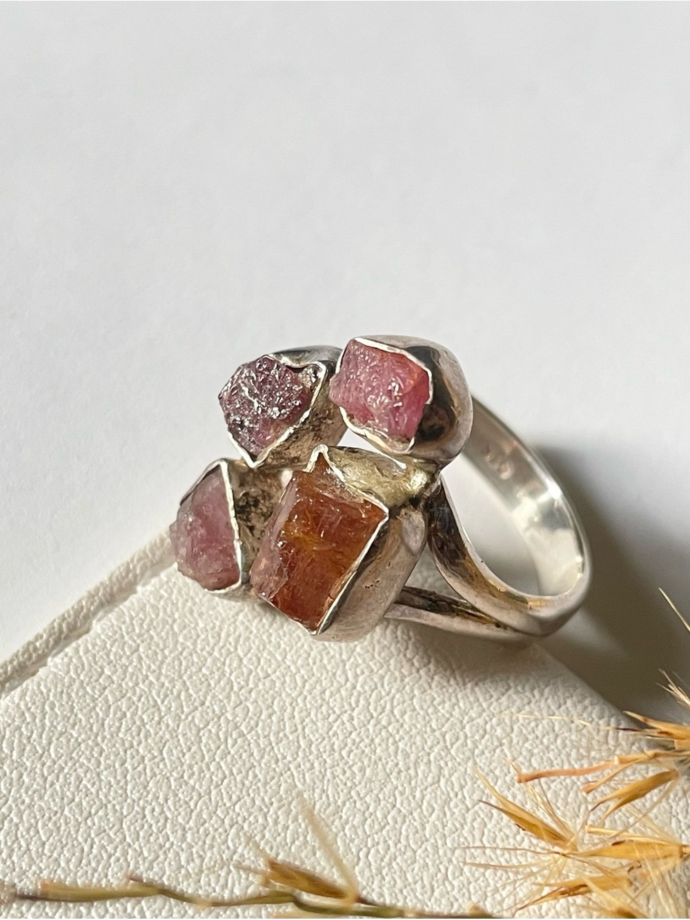 Tourmaline Rough Ring in 925 Sterling silver US:8 “EARTHY”